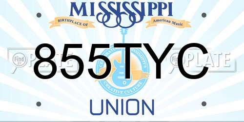 855TYC Mississippi License Plate