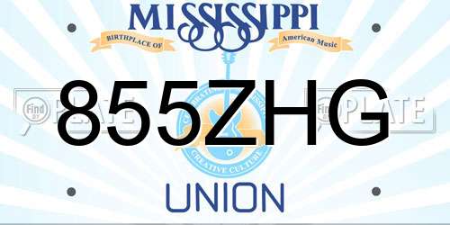 855ZHG Mississippi License Plate