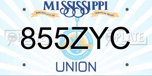 855ZYC Mississippi License Plate