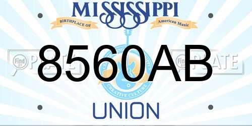 8560AB Mississippi License Plate