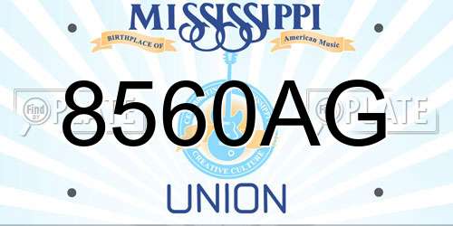 8560AG Mississippi License Plate