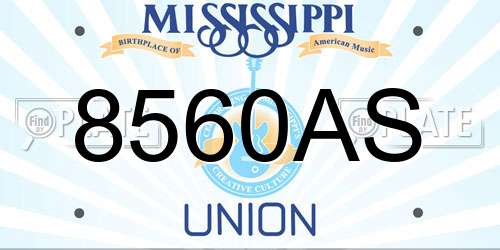 8560AS Mississippi License Plate