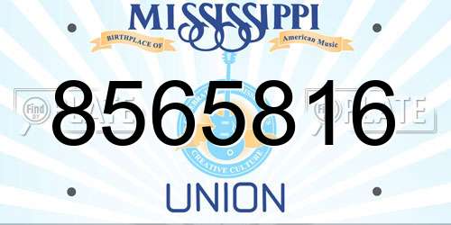 8565816 Mississippi License Plate