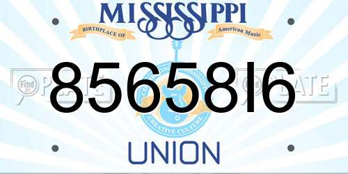85658I6 Mississippi License Plate