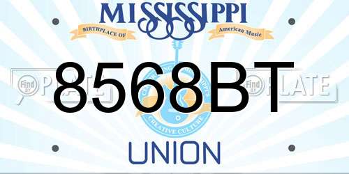 8568BT Mississippi License Plate