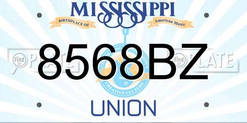 8568BZ Mississippi License Plate