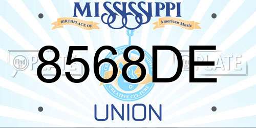 8568DE Mississippi License Plate