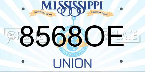 8568OE Mississippi License Plate