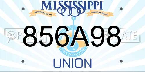856A98 Mississippi License Plate