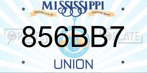 856BB7 Mississippi License Plate