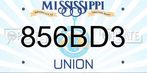 856BD3 Mississippi License Plate