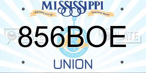 856BOE Mississippi License Plate