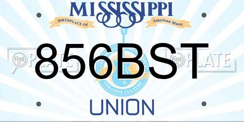 856BST Mississippi License Plate