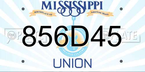 856D45 Mississippi License Plate