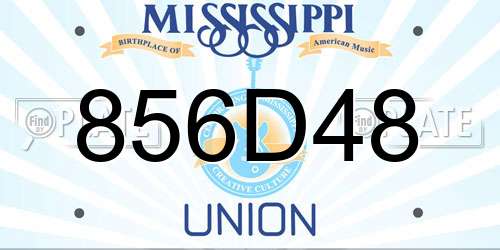 856D48 Mississippi License Plate