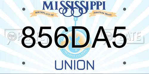 856DA5 Mississippi License Plate