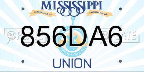 856DA6 Mississippi License Plate