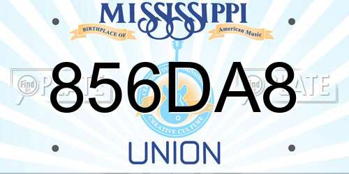 856DA8 Mississippi License Plate