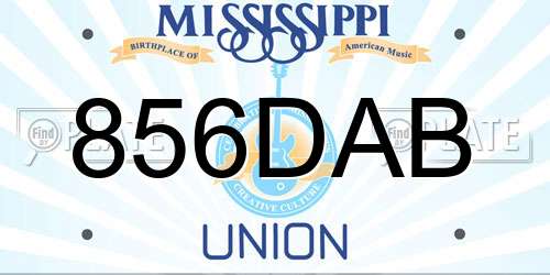 856DAB Mississippi License Plate