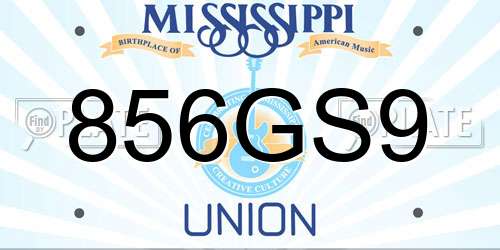 856GS9 Mississippi License Plate