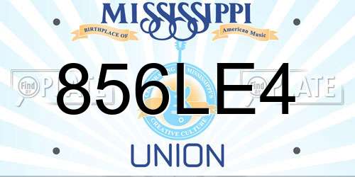 856LE4 Mississippi License Plate
