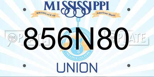 856N80 Mississippi License Plate