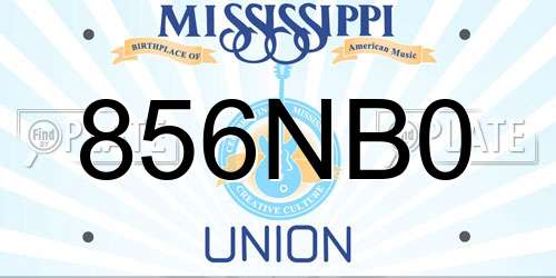 856NB0 Mississippi License Plate
