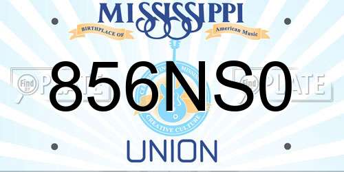 856NS0 Mississippi License Plate