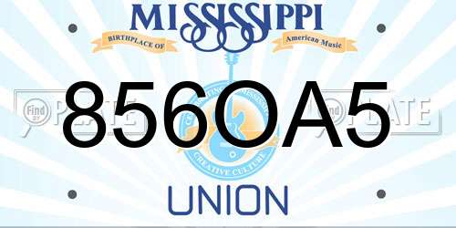 856OA5 Mississippi License Plate