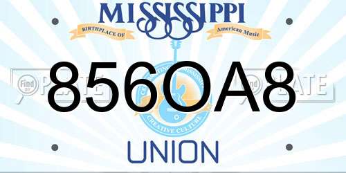 856OA8 Mississippi License Plate