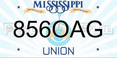 856OAG Mississippi License Plate