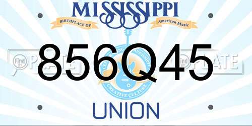 856Q45 Mississippi License Plate
