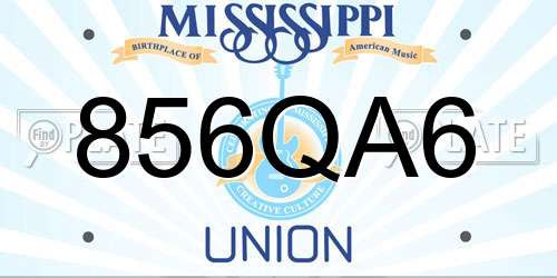 856QA6 Mississippi License Plate