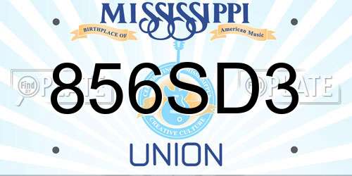 856SD3 Mississippi License Plate