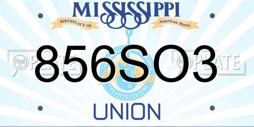 856SO3 Mississippi License Plate