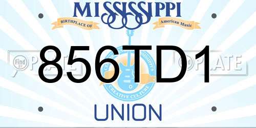 856TD1 Mississippi License Plate