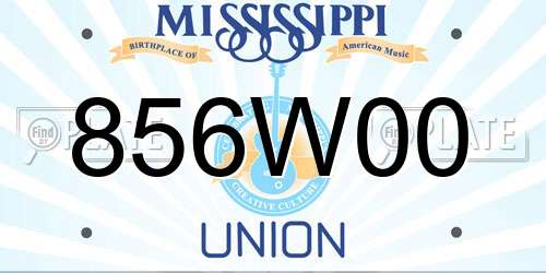 856W00 Mississippi License Plate