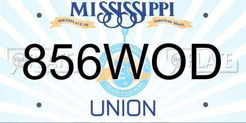 856WOD Mississippi License Plate