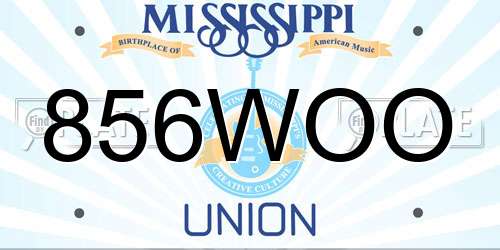 856WOO Mississippi License Plate