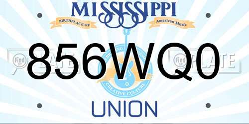 856WQ0 Mississippi License Plate