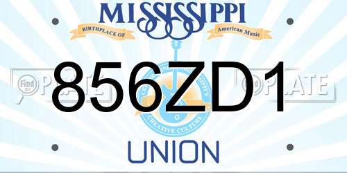 856ZD1 Mississippi License Plate