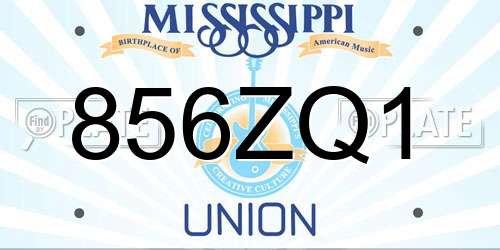 856ZQ1 Mississippi License Plate