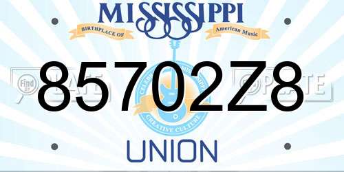 85702Z8 Mississippi License Plate