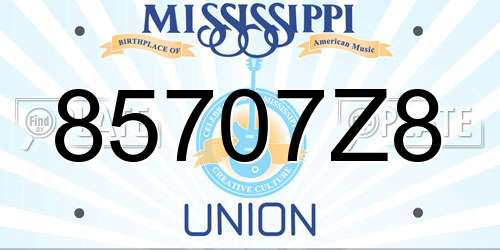 85707Z8 Mississippi License Plate