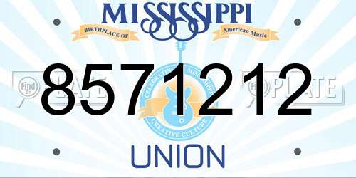 8571212 Mississippi License Plate