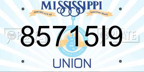 85715I9 Mississippi License Plate