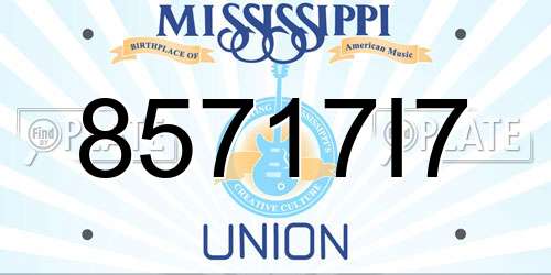 85717I7 Mississippi License Plate