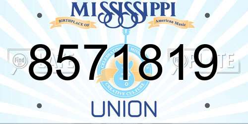 8571819 Mississippi License Plate
