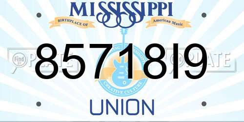 85718I9 Mississippi License Plate