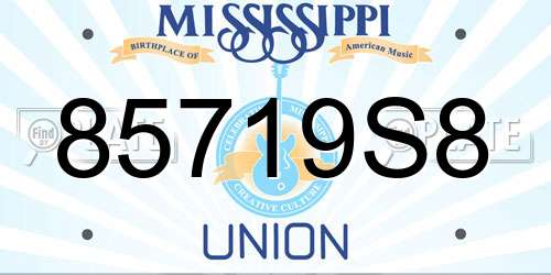 85719S8 Mississippi License Plate